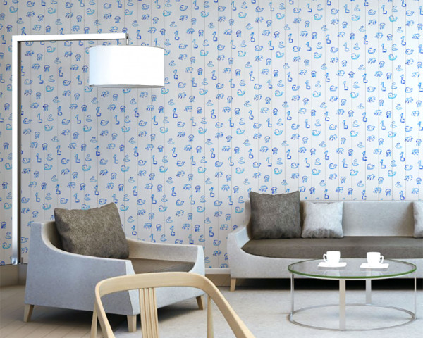 Tapetenmuster mit abstrakten gezeichneten bunten Tieren